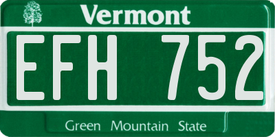VT license plate EFH752