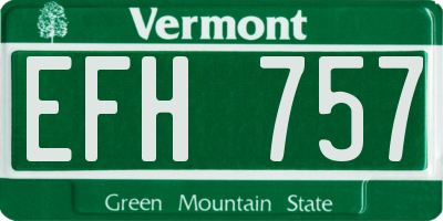 VT license plate EFH757