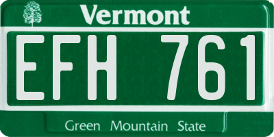 VT license plate EFH761