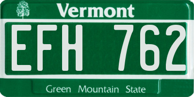 VT license plate EFH762