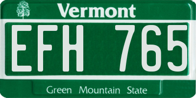 VT license plate EFH765