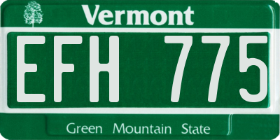VT license plate EFH775