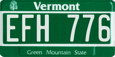 VT license plate EFH776