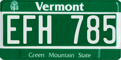 VT license plate EFH785