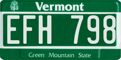 VT license plate EFH798