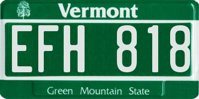 VT license plate EFH818