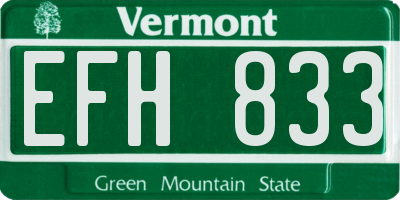 VT license plate EFH833