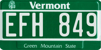 VT license plate EFH849