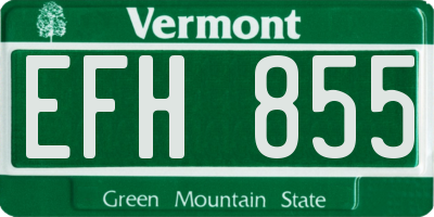 VT license plate EFH855