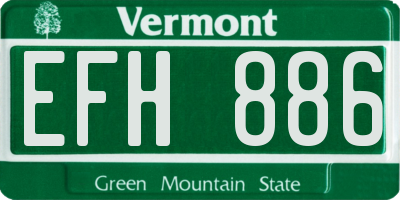 VT license plate EFH886