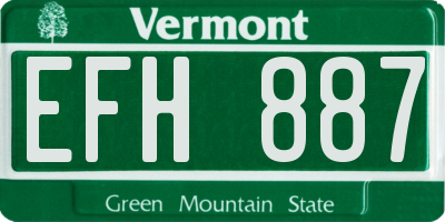 VT license plate EFH887
