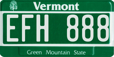 VT license plate EFH888