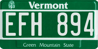 VT license plate EFH894
