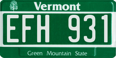 VT license plate EFH931