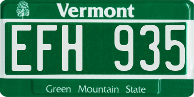 VT license plate EFH935