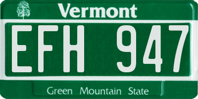 VT license plate EFH947