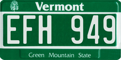 VT license plate EFH949