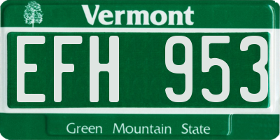 VT license plate EFH953