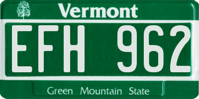 VT license plate EFH962