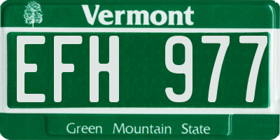 VT license plate EFH977