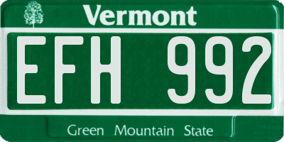 VT license plate EFH992