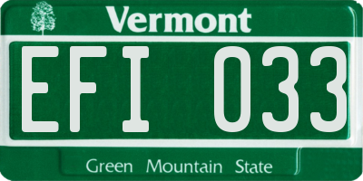 VT license plate EFI033
