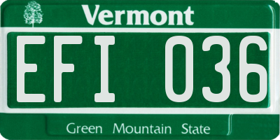 VT license plate EFI036