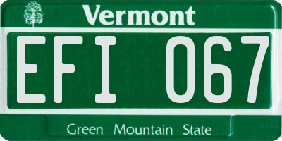 VT license plate EFI067