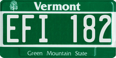 VT license plate EFI182