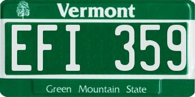 VT license plate EFI359
