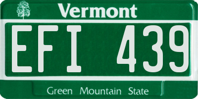 VT license plate EFI439
