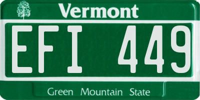 VT license plate EFI449