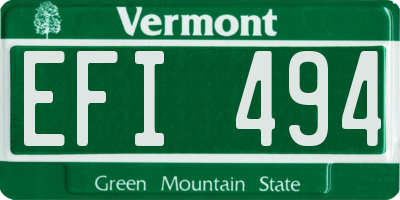 VT license plate EFI494