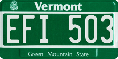 VT license plate EFI503