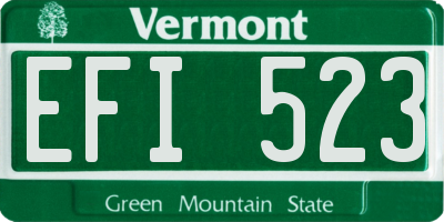 VT license plate EFI523