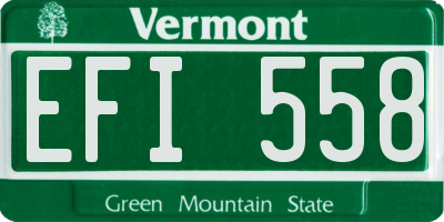 VT license plate EFI558