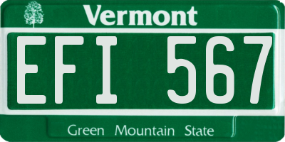 VT license plate EFI567
