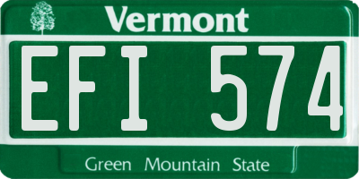 VT license plate EFI574