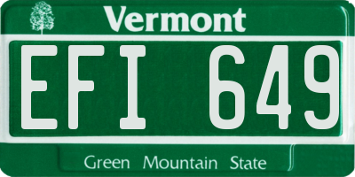 VT license plate EFI649