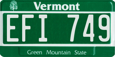 VT license plate EFI749