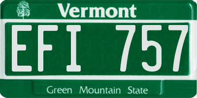 VT license plate EFI757