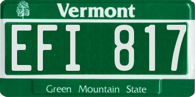 VT license plate EFI817
