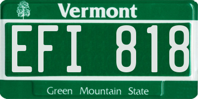 VT license plate EFI818