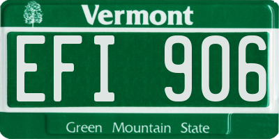 VT license plate EFI906