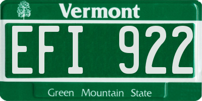 VT license plate EFI922