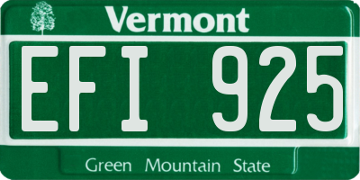 VT license plate EFI925
