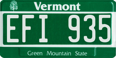VT license plate EFI935