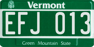 VT license plate EFJ013