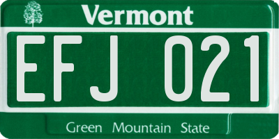 VT license plate EFJ021