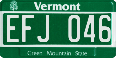 VT license plate EFJ046